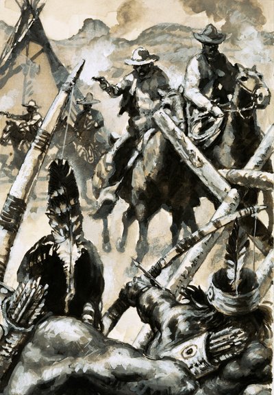 Cowboys en indianen in oorlog door English School