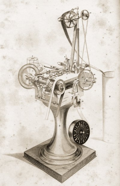 Crabtrees kaartinstelmachine, tentoongesteld op de Grote Tentoonstelling 1851 door English School