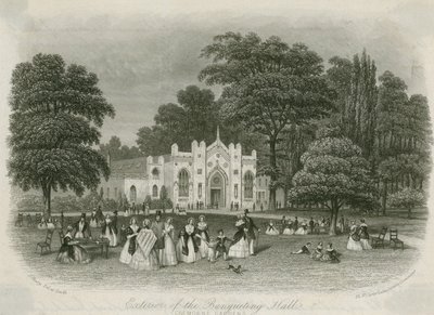 Cremorne Gardens, Londen: buitenkant van de banketzaal door English School