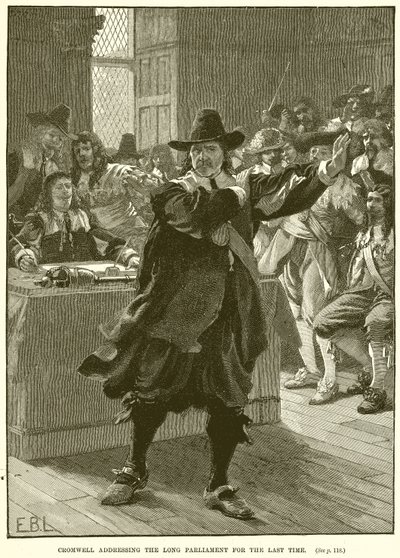 Cromwell spreekt het Lange Parlement voor de laatste keer toe door English School