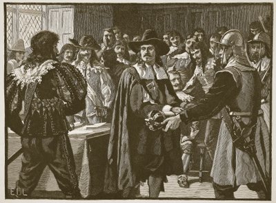 Cromwell ontbindt het Lange Parlement, illustratie uit Cassells Illustrated History of England door English School
