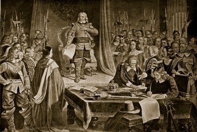 Cromwell weigert de kroon, illustratie uit Hutchinsons Story of the British Nation, ca. 1923 door English School