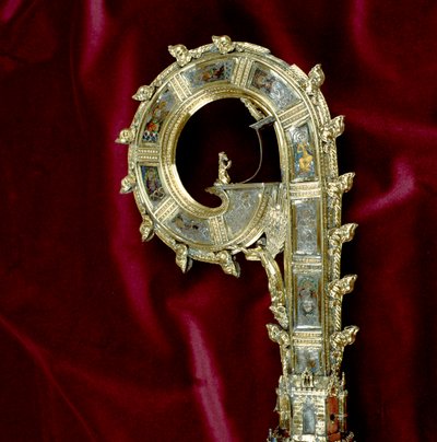 Kromstaf van de kromstaf van William of Wykeham (c.1320-1404): Pauluszijde (verguld zilver) (detail) door English School