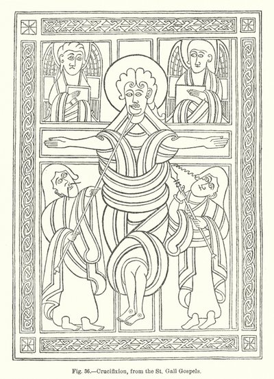 Kruisiging, uit de St Gall-evangeliën door English School