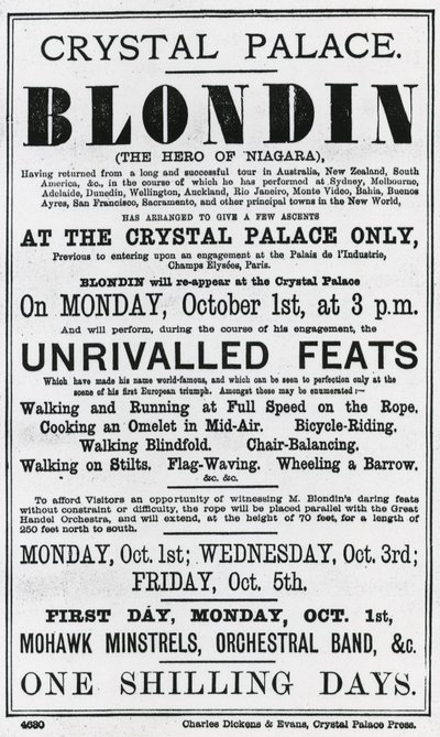 Crystal Palace. Blondin. De held van Niagara door English School