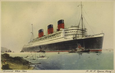 Cunard White Star Line lijnschip RMS Queen Mary door English School