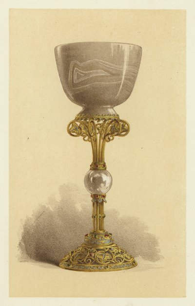 Beker of kelk in oosterse onyx, gemonteerd in geëmailleerd goud door English School