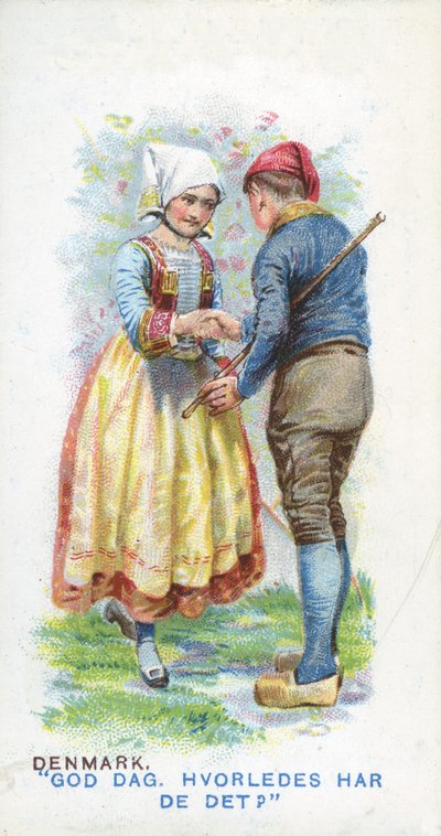 Gebruikelijke groet in Denemarken, 1907 door English School