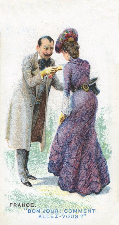 Gebruikelijke groet in Frankrijk, 1907 door English School