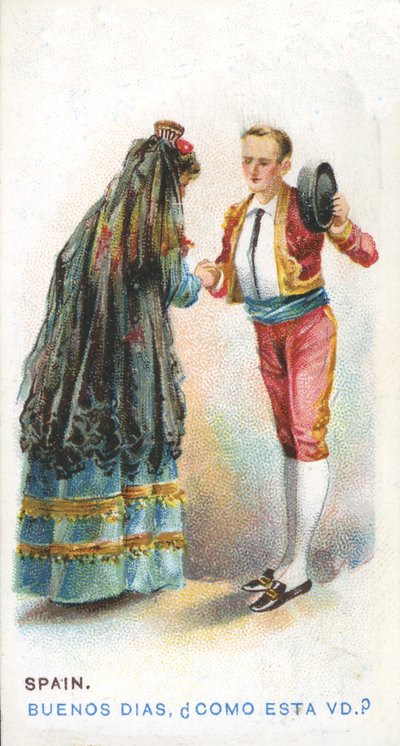 Gebruikelijke groet in Spanje, 1907 door English School