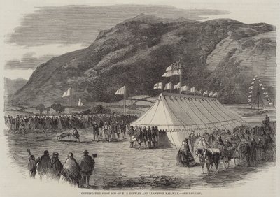 Het Eerste Zode van de Conway en Llanrwst Spoorweg Snijden door English School