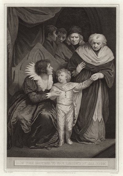 De Hertog van York, broer van Eduard V, overgedragen door de Koningin door English School