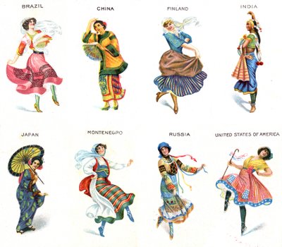 Dansers van de Wereld, sigarettenkaarten, 1915 door English School