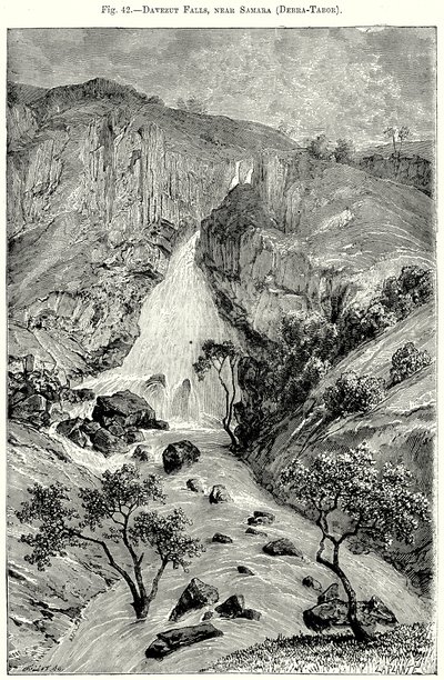 Davezut watervallen, bij Samara (Debra-Tabor) (gravure) door English School