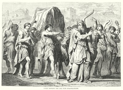 David brengt de Ark van Kirjath-Jearim (gravure) door English School
