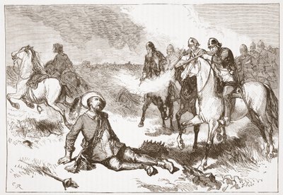 Dood van Gustavus Adolphus, illustratie uit De Geschiedenis van het Protestantisme door James Aitken Wylie, 1878 door English School