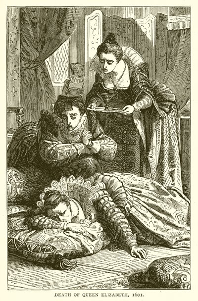 De dood van koningin Elizabeth, 1601 door English School