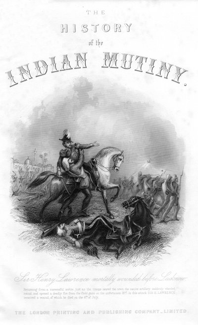 Dood van Sir Henry Montgomery Lawrence, uit The History of the Indian Mutiny, gepubliceerd in 1858 door English School