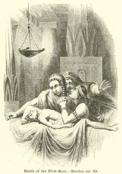 Dood van de eerstgeborene, Exodus, xii, 29 door English School
