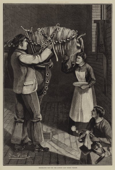 Hem versieren voor de London Cart Horse Parade (gravure) door English School