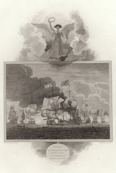 Nederlaag van de Nederlandse vloot, 13 juli 1653, door admiraals Blake en Monk door English School