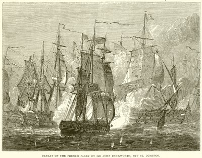 Nederlaag van de Franse vloot door Sir John Duckworth, bij St. Domingo door English School