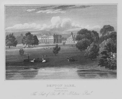Denton Park, Algemeen Uitzicht, Yorkshire, Het Huis van Sir W C Ibbetson, Baronet (gravure) door English School