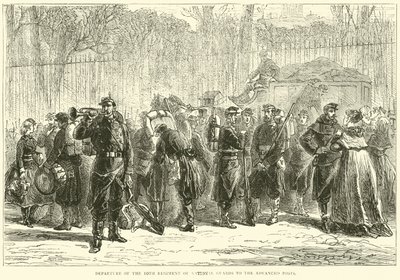 Vertrek van het 10e Regiment Nationale Garde naar de voorposten, oktober 1870 door English School