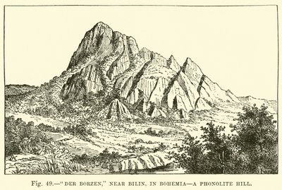 Der Borzen, nabij Bilin, in Bohemen, een fonolietheuvel door English School
