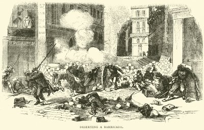 Een barricade verlaten, april 1871 door English School