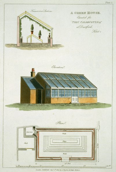 Ontwerp voor een Kas, uitgevoerd voor Thomas Caldecott in Dartford, Kent, 1806 door English School
