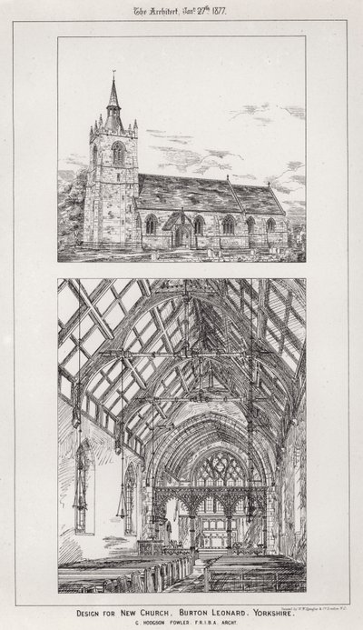 Ontwerp voor nieuwe kerk, Burton Leonard, Yorkshire door English School