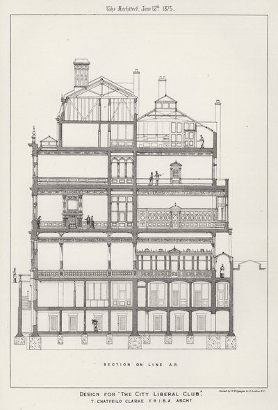 Ontwerp voor "The City Liberal Club" door English School