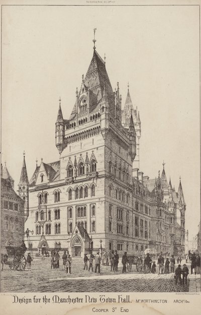 Ontwerp voor het nieuwe stadhuis van Manchester door English School