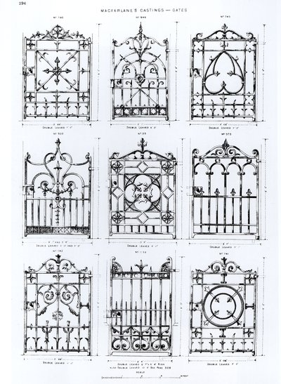Ontwerpen voor gietijzeren hekken, uit Macfarlanes Castings door English School