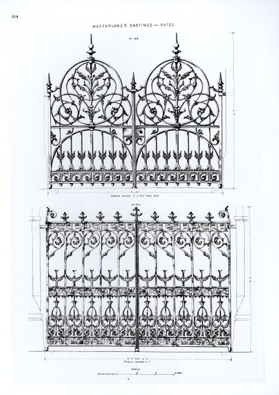 Ontwerpen voor gietijzeren hekken, uit Macfarlanes Castings door English School
