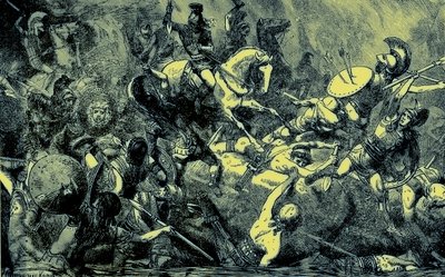 Vernietiging van het Atheense leger in Sicilië, illustratie uit The Illustrated History of the World, gepubliceerd ca. 1880 door English School