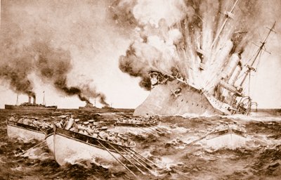 Vernietiging van de Dresden bij Fernandez op 14 maart 1915 door English School