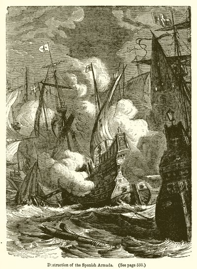 Vernietiging van de Spaanse Armada door English School