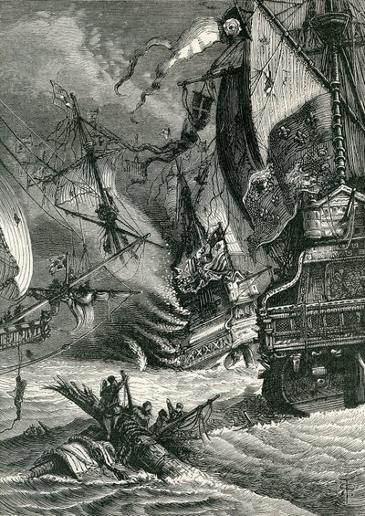 Vernietiging van de Spaanse Armada, 1865 door English School