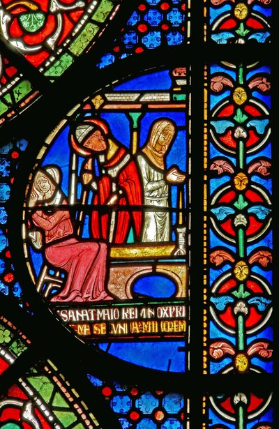 Detail van het Wonderraam met de genezing van de dochters van Godbold van Boxley door English School