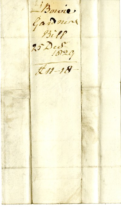 Devonshire MSS AS 3101, folio uit een bundel rekeningen vereffend door Pinder Simpson voor Lord George Cavendish, inclusief de rekening van Alexander Bowie door English School