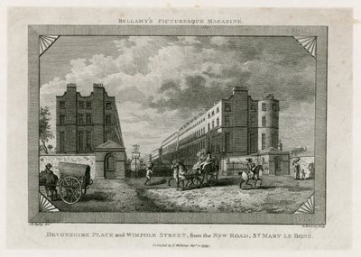 Devonshire Place en Wimpole Street vanaf de New Road, St Marylebone door English School
