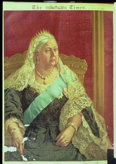 Diamanten jubileumuitreiking van koningin Victoria, uit The Times door English School