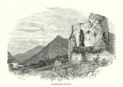 Kasteel van Dolbadarn (gravure) door English School