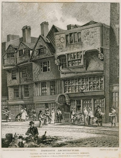 Woonarchitectuur: huizen aan de zuidkant van Leadenhall Street, Londen door English School