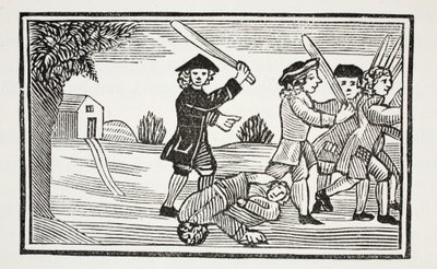 Dr. Faustus truc op twintig studenten, illustratie uit Chap-books of the Eighteenth Century door John Ashton, gepubliceerd 1882 door English School