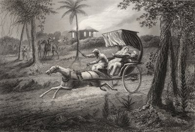 Dr. Graham neergeschoten in zijn buggy door de Sealkote muiters in 1857, uit 