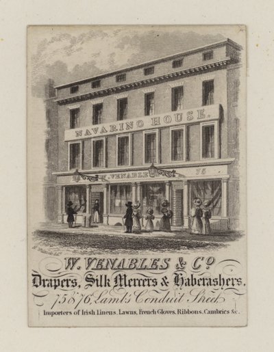 Lakenhandelaren, W Venables & Co, handelskaart door English School