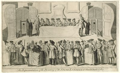 Trekking van de Staatsloterij in Guildhall in 1763 door English School